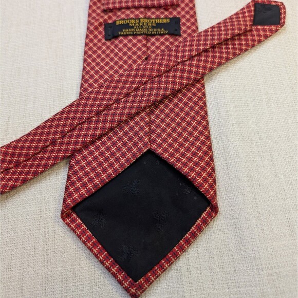 Brooks Brothers Makers 100% Silk Mens Tie Red White Blue Patriotic Check pattern - Picture 3 of 6